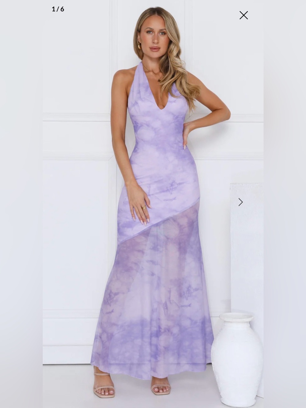 Hello Molly Lilac Tie-Dye Halter Maxi Dress